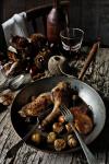 American Chicken Thighs with Pears Chestnuts and Port Appetizer