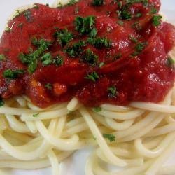 Italian Bigoli with Tomato Sauce Dinner