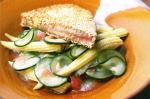 Australian Seared Sesame Tuna On Pickled Cucumber Salad Recipe Appetizer