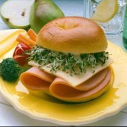 Australian Turkey on Bagel with Sprouts Breakfast