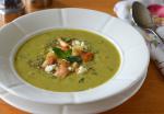 British Green Pea and Asparagus Soup with Feta Mint and Pita Croutons  Once Upon a Chef Soup