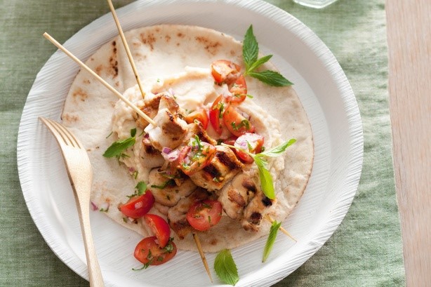 Australian Lemon And Mint Chicken Kebabs With White Bean Puree Recipe Dinner