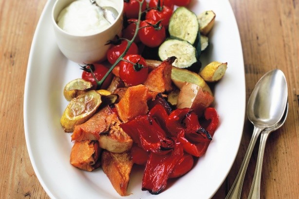 Australian Ovenroasted Vegies With Feta Dressing low Fat Recipe Appetizer