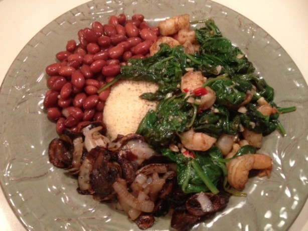 American Sauteed Shrimp and Spinach Dinner