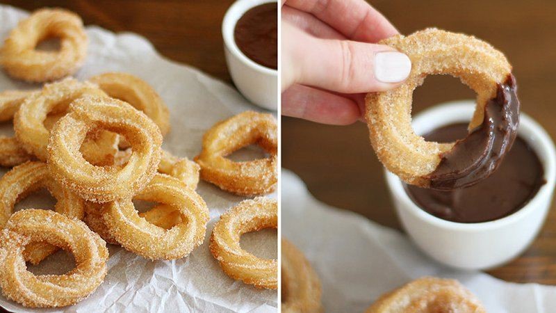 Canadian Homemade Churros with Chocolatepeanut Butter Sauce Dessert