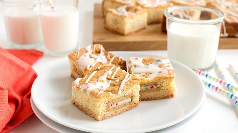 Canadian Outrageous Stacked Rainbow Chip Blondies Dessert