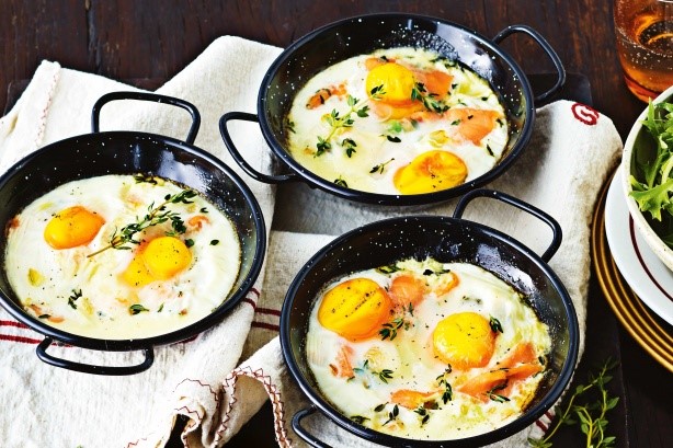 American Eggs In Pots With Smoked Salmon Recipe Appetizer