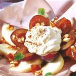 American Salad of Plums and Pears with Cream and Honey Dessert