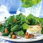 American Watercress Salad with Goat Cheese and Bread to Garlic Appetizer