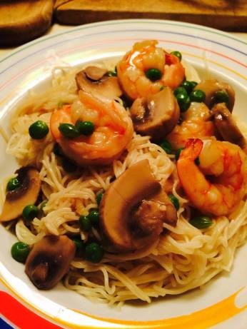 American Shrimp with Peas  Mushrooms Dinner