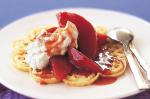 Canadian Buttermilk Waffles With Poached Quinces And Cinnamon Cream Recipe Dessert