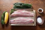 Australian Grilled Striped Bass With Charred Kale and Yellow Squash Recipe Appetizer