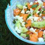 British Salad of Melon and Cucumber in the Feta Appetizer