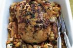 American Roast Chicken With Grapes Garlic Almonds And Fried Potatoes Recipe Dinner