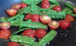 American Sugar Snap Peas with Tomatoes and Garlic Appetizer