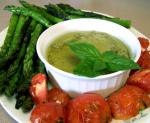 Grilled Tomatoes and Asparagus With Pesto Garnish recipe