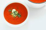 American Roasted Capsicum Tomato and Coriander Soup Recipe Appetizer