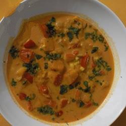 American Vegan Pumpkin Soup with Coconut Milk Appetizer