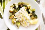 British Fish With Roasted Broccoli And Brussels Sprouts Recipe Dinner