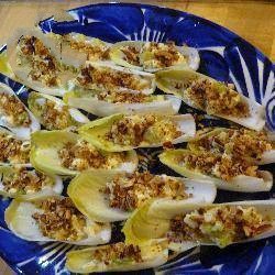 American Endives Stuffed with Apples Gorgonzola Cheese and Toasted Walnuts Appetizer