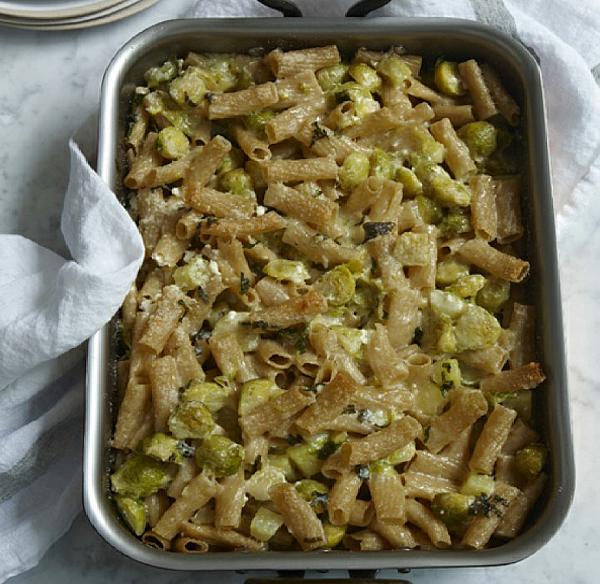 Italian Hearty Whole Wheat Pasta With Brussels Sprouts Cheese and Potato Dinner