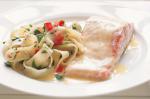 American Poached Salmon With Beurre Blanc Sauce And Fettuccine Recipe Dinner