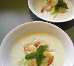 American Chilled Cucumber  Yoghurt Soup With Prawns Appetizer