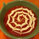 American Tomato Soup with Cobweb for Halloween Appetizer