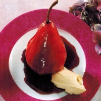 American Pears Poached In Wine Dessert