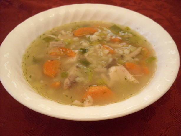 American Cockaleekie chicken and Leek Soup Dinner