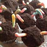 American Halloween Muffins with Worms Dessert