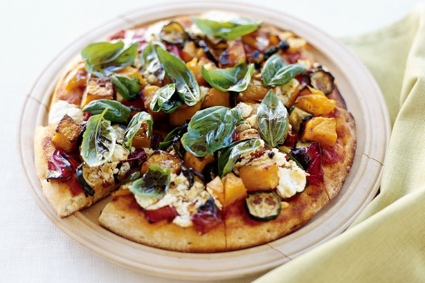 American Roasted Vegetable and Feta Pizza Recipe Dinner