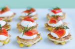 American Corn And Red Onion Fritters With Smoked Trout Recipe Appetizer