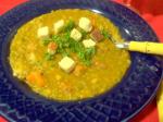 American Pea Soup With Chorizo and Chipotle Peppers Appetizer