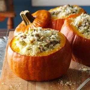 American Sausage and Rice Stuffed Pumpkins Dinner