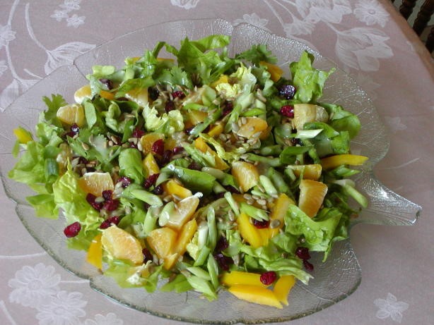 American Bibb Greens Topped With Orange Dried Cranberries and Sunflower Appetizer