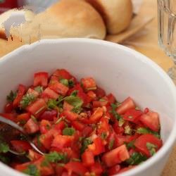 American Salad of Tomatoes Peppers Purple Onion and Coriander Appetizer