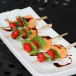 American Mini Brochettes of Tomato Melon and Basil with Balsamic Vinegar Dessert