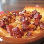 American Fried Eggcake with Chorizo and Bread Appetizer