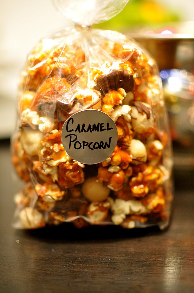 American Chocolate Caramel Popcorn With Macadamia Nuts Dessert