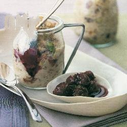 Turkish Rice Pudding with Cherry and Pistachio and Cherry Compote Appetizer