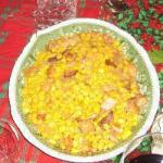 American Sauteed Choclo Sausages and Bacon succotash Appetizer
