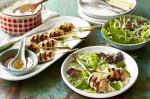 American Chicken Larb Skewers With Mixed Greens and Mint Salad Recipe Dinner