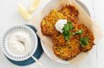 American Spiced Kohlrabi Fritters With Tahini Yoghurt Dressing Recipe Appetizer