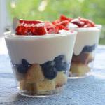 American Bacony Bits with Strawberries Blueberry and Creamy Yogurt Dessert