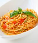 Italian Scarpettaands Spaghetti with Fresh Tomato Sauce and Garlic Basil Oil Appetizer