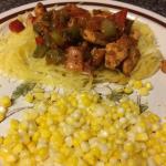 Canadian Baked Spaghetti Squash With Chicken and Veggies Dinner