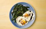 American Wilted Greens with Balsamic Fried Eggs Recipe Breakfast
