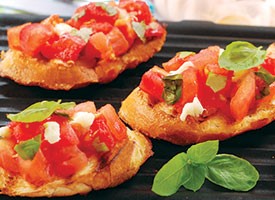 Canadian Summer Tomato Insalata with Grilled Bruschetta Appetizer