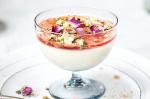 Australian Cardamom Panna Cotta With Rosewater Syrup And Pistachio Praline Recipe Appetizer